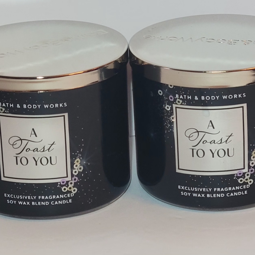 2 Bath & Body Works A Toast To You 3 Wick Candle Bundle - Picture 5 of 5